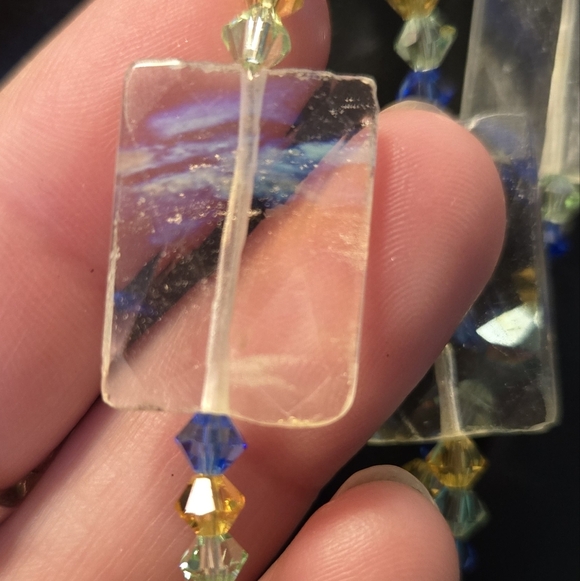 Vintage Necklace Sterling Crystals Moonstones 3 Strand - Picture 9 of 11